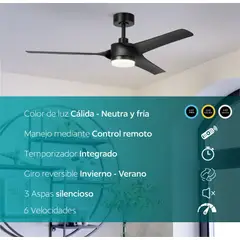 EGLO - Ventilador de Techo Orcutt luz led regulable control remoto giro reversibles 17W invierno verano