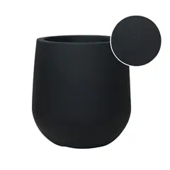 NECTAR - Macetero Cracovia Negro Redondo Poliresina Diámetro 27 cm x Alto 29,7