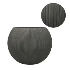 NECTAR - Macetero Belgrado Negro Redondo Poliresina Diámetro 37 cm x Alto 30 cm