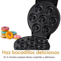 GENERICO - Máquina Eléctrica de Mini Donuts Ideal para Casa y Fiestas 7 DONAS
