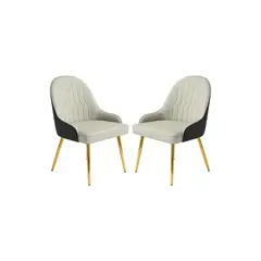 HABITA2 CHILE - Pack 2 Sitial Tapizada con Patas Doradas - Malala Gold