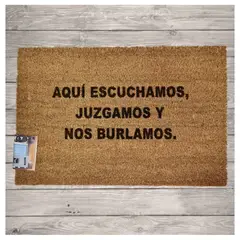 MORLAN - Alfombra Limpia Pies Personalizada Aquí Escuchamos Fibra De Coco