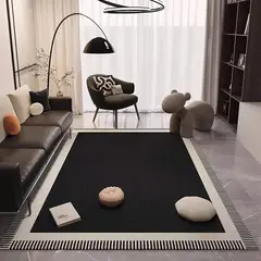 GENERICO - ALFOMBRA CON DISEÑO 150X200 NEGRO DE BORDES ELEGANTE MODERNA MP