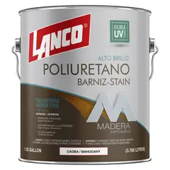 LANCO - Barniz de Poliuretano Más Stain 2 en 1 Brillante 1GL Caoba