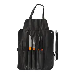 GENERICO - Delantal Asado Negro Con 3 Herramientas Plegable En Bolso