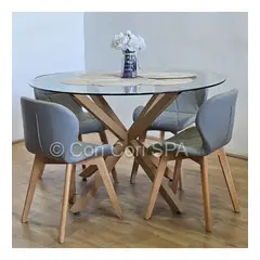 CORI CORI - Comedor Warwick 100cm + 4 Mariposa Ecocuero Wood