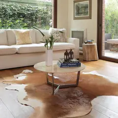 GENERICO - Alfombra de Cuero de Vaca Marrón y Blanco