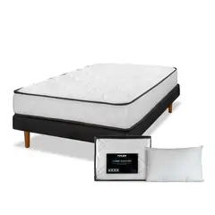 FLEX - Cama Europea New Simple 1.5 Plazas + Almohada + Cubre colchón básico