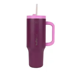 BUFFER FLASK - Vaso Termico Frio y Calor Termo Mug Buffer 1200Lt Inox - Negro - Fucsia oscuro