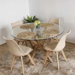 CORI CORI - Juego de Comedor Warwick 100cm + 4 Sillas Tulip