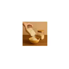 GENERICO - Set 2 Frascos Hermeticos Cuadrado Vidrio 15cm Tapa Bambu