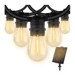 GENERICO - Guirnalda Con Panel Solar 10 Ampolletas Calidas Led Impermeable 10 Metros