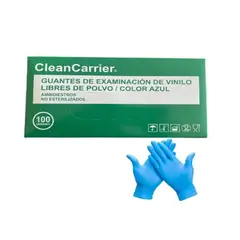 CLEANCARRIER - Guante Vinilo Azul S Caja X 100 Unidades