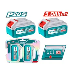 TOTAL TOOLS - Set 2 Baterías de Litio-ion 5.0ah Total