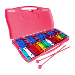 GENERICO - Metalófono Cromático Xilófono 25 Notas Con Maleta Rosa