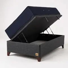 BLOCCARE - Cama Baul 1 Plaza L190+ Colchon CIC SUPER PREMIUM /Patas De Madera 11CM (Gris)