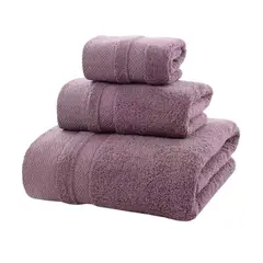 GENERICO - Juego de Toallas para Cuerpo Manos Y Cara de Algodon Gruesas Burdeo