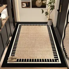 GENERICO - ALFOMBRA CON DISEÑO 200X240 MARRON BORDES NEGRO ELEGANTE MP