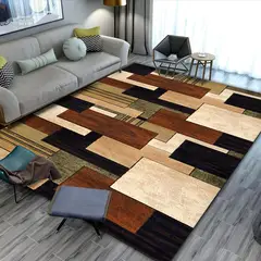 GENERICO - ALFOMBRA CON DISEÑO 200X240 NEGRO BORDES GRISES ELEGANTE MP