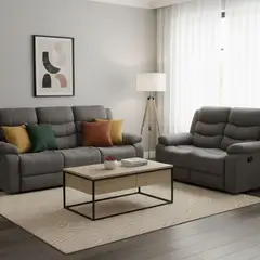 DANIELS - Living Reclinable Sofá 3 Cuerpos + 1 Sofá 2 Cuerpos Gris Norman SET2011LFGR2