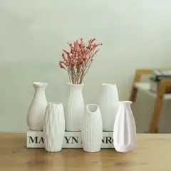 TATEE - Set 6 Floreros cerámica Adornos 13cm Estilo nórdico Blanco