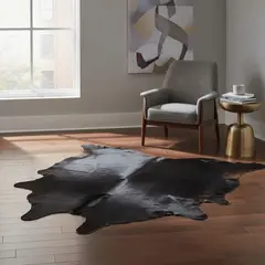 GENERICO - Alfombra de Cuero de Vaca Negro Modelo Angus Small