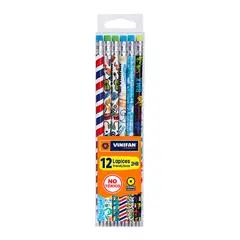 GENERICO - Lápiz Grafito 2HB Diseño Trendy Boys - Set 12 uds