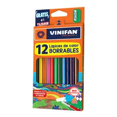 GENERICO - Lápices de Colores Borrables + Sacapunta Vinifan - Set 12uds