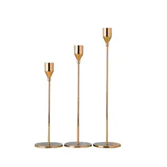 ATURE - Set De 3 Candelabro Centro De Mesa Porta Vela- Oro