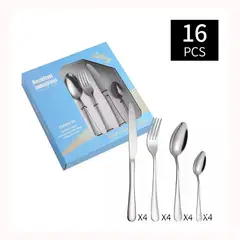 GENERICO - Juego de cubiertos 16 piezas acero inoxidable