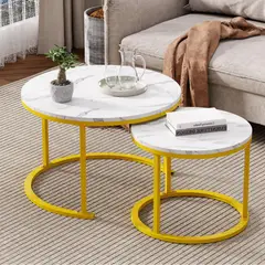 WELDMON - 50cm y 70cm Mesa de Centro RedondasEstructura de Metal