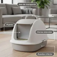 LITTLE PETS - Arenero Cerrado Transportable Baño Gatos Con Puerta y Pala