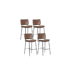 MOAD - Pack 4 Taburetes Alto Bronx Café Vintage con Patas Metálicas Negras