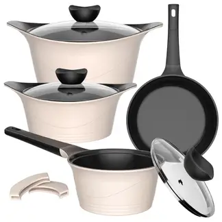 GENERICO - Batería Cocina Aluminio Fundido 7 piezas Kova Beige