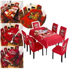 GENERICO - Set Navideño Mantel + 6 Funda De Sillas Fiestas