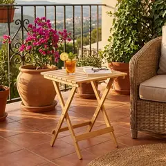 RUTTA - Mesa de Camping Plegable de Bamboo 46×51×56 Cm