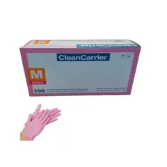 CLEANCARRIER - Guante Nitrilo Rosado Talla M 100 Unidades