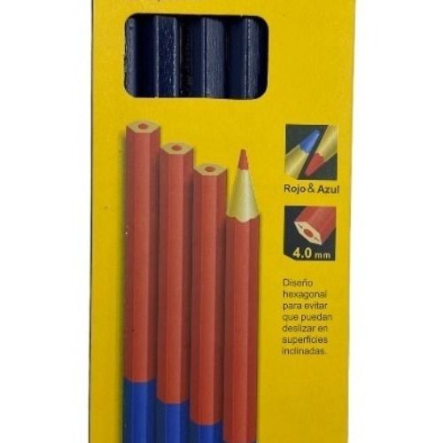 12 Lápiz Carpintero Bi-color Rojo Azul Uyustools