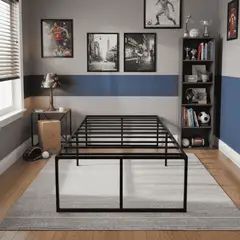 AMABILE - Base De Cama 40cm Siena 1.5 Plazas Fierro Negro