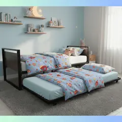 AMABILE - Base De Cama Nido 1 Plaza Napoli Fierro Y Madera
