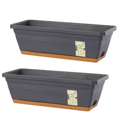 GENERICO - Kit 2 Jardineras con Bandeja Extraíble y Drenaje Reflexivo Negro