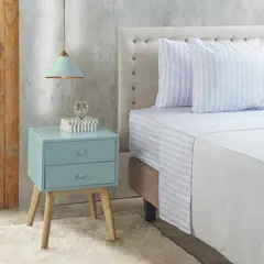 NAUTICA - Jgo.Sábanas estampada 1.5PL HOME Poliester 95 grs- celeste