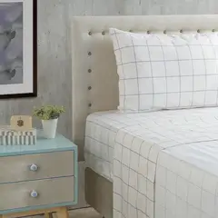 NAUTICA - Jgo.Sábanas estampada 1.5PL HOME Poliester 95 grs- Blanco