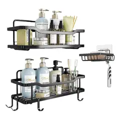 GENERICO - Organizador De Ducha Repisa Baño Adhesivo Set 3 Inoxidable