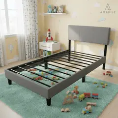 AMABILE - Base De Cama Cortona 1 Plaza Gris Grafito