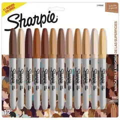 SHARPIE - Set de 12 Marcadores Retratos Colores Piel Fino
