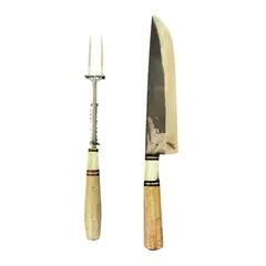 RAUKA - Set Parrillero Cuchillo + Pincho Artesanal Acero Inoxidable 32cm
