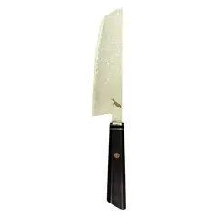 RAUKA - Cuchillo de Cocina Profesional Nakiri Acero Damasco 67 capas 32cm