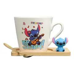 GENERICO - Taza Tazon Mug Stich Guitarra + Plato + Cuchara