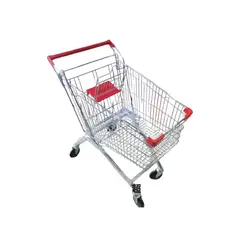 GENERICO - Carrito de Supermercado Metálico con Asa Plástica Roja Gms